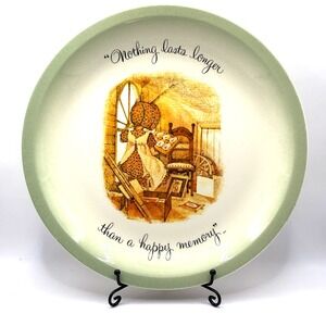 Holly Hobbie Collector Plate Vtg 1970s Nothing Lasts Longer Than a Happy Memory